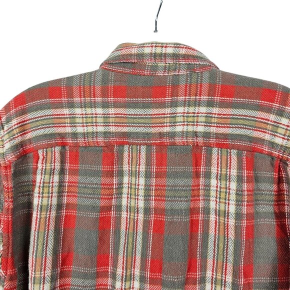 Mens California Fit Western Cowboy Outdoor Rugged Work Farm Red Plaid Flannel LG - Picture 5 of 13